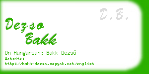dezso bakk business card