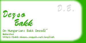 dezso bakk business card
